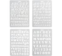 Alphabet Painting 4 PCS Assorted Styles Plastic Number and Letter Artistic Drafting Drawing Templates Stencil Set for DIY Craft Journal Photo Album Scrapbook Schedule Book Diary Art Projects