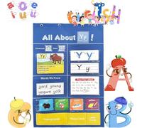 Alphabet Pocket Chart Learning Set - Interactive Wall Chart for Kids with ABC Flashcards, Write-and-Wipe Pockets, Early Literacy Tool for Classroom & Homeschool
