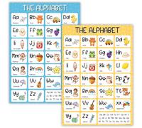 Alphabet Poster A3 for Kids | Double Sided ABC Wall Chart with 2 Colours, Educational Nursery Poster, Letters & Pictures Learning Print for Toddlers, Preschool, Reception Classroom, Bedroom & Playroom