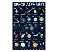 Alphabet Posters for Kids - Space Theme Classroom Decor Set of 26 Letters - Laminated Learning Charts for Preschool, Kindergarten, Homeschool Walls(Framed,08x12inch(20x30cm))