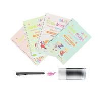 Alphabet Practice Book - Grooved Handwriting Workbook, 4 Piece Reusable Set, Kids Writing Learning Tool with Trace Lines, School Kindergarten Early Learning, Classroom Travel Preschool Daycare