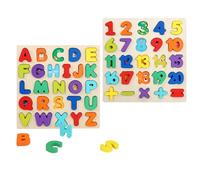 Alphabet Puzzle - 2 Pcs Wooden Number Jigsaw Blocks, Alphabet Toys for Early Learning, Colorful ABC Puzzle for Kids, Educational Wooden Puzzles for Toddlers 3+ Years, Montessori Preschool Toy