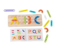 Alphabet Puzzle Blocks - Wooden Shape Matching Stacking Toy For Early Learning Motor Skill Development, Colourful Letter Recognition Building Set Educational Design, Smooth Sanded Edges + Interlocking