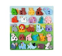 Alphabet Puzzle, Wooden Animal Matching Game, Educational Jigsaw Learning Set, Letter Recognition Sorting Board Toy, Cognitive Skill Development Activity Kit, Kids Boys Girls Home Preschool