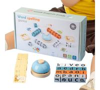 Alphabet Spelling Game Toy - Durable Wooden Block Set, Interactive Learning with and Bell, Educational Word Recognition Game, Game Accessories for Cognitive Development | For Children