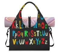 Alphabet Sports Duffel Bag for Women Men Alphabet Table Weekend Overnight Bag with Shoe Compartment Shoulder Tote Luggage Bag for Yoga Gym Travel