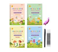 Alphabet Tracing Book - Grooved Handwriting Practice Sample, Magic Reusable Workbook | Preschool Learning Activity Set with Character Posters Pen Grip Refills for Children from 3 Years and Early