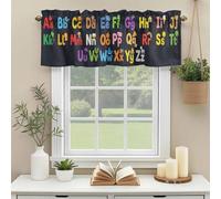 Alphabet Valances for Windows, American Cartoon Early Education Alphabet Minimalist Mural Rod Pocket Valance Short Window Treatments Curtains for Kitchen Bathroom Bedroom Decor, 42 x 18 Inches