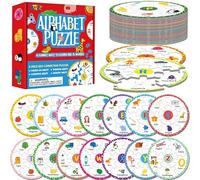 Alphabet Word Puzzles, 26 Letters & 130 First Words, Double-sided Letter Puzzle Game Learn to Read Alphabet & Words, Early Educational Tool for Toddlers, Preschool, Kindergarten, Homeschooling