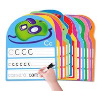 Alphabet Writing Practice Cards, Handwriting Letter Educational for Kindergarten & Grade 1-3, Double-Sided Printing for Trace Uppercase Lowercase Letters, 13 Dry Erase Cards, 26 Pages