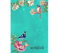Alphabetical Notebook: A4 Lined-Journal Organizer Large with A-Z Alphabetical Sections | Alstroemeria Flower and Bird Design Turquoise