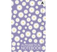Alphabetical Notebook: A5 Alphabetical A-Z Index Lined Journal with Tabs Printed, White Floral Design Purple