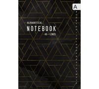 Alphabetical Notebook A5: Medium Lined-Journal Organizer with A-Z Tabs Printed | Geometric Triangle Design Marble Black Gold