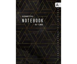 Alphabetical Notebook A5: Medium Lined-Journal Organizer with A-Z Tabs Printed | Geometric Triangle Design Marble Black Gold