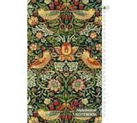 ALPHABETICAL NOTEBOOK William Morris Strawberry Thief: A-Z Tabs Printed, 6 x 9 inches, 4 Pages per Letter, Small Lined Journal Organizer