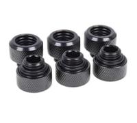 Alphacool 13mm Deep Black Hard Tube Compression Fittings - Six Pack