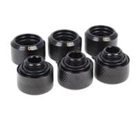 Alphacool 16mm Deep Black Hard Tube Compression Fittings - Six Pack