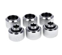Alphacool Eiszapfen 16mm Chrome Hard Tube Compression Fittings - Six Pack