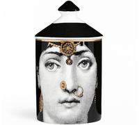 AlphaDesignLuxe Decorative Candle Holder Handcrafted Aromatherapy Candle Jar Italian Designer Décor Fashionable Tabletop Vase Modern Art Female Face Eyes Lips Centerpiece. (Floral Yellow)