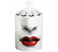 AlphaDesignLuxe Decorative Candle Holder Handcrafted Aromatherapy Candle Jar Italian Designer Décor Fashionable Tabletop Vase Modern Art Female Face Eyes Lips Centerpiece. (Red Lips)