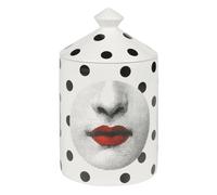 AlphaDesignLuxe Decorative Candle Holder Handcrafted Aromatherapy Candle Jar Italian Designer Décor Fashionable Tabletop Vase Modern Art Female Face Eyes Lips Centerpiece. (Black Dots)