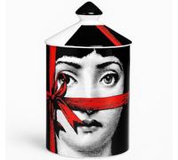 AlphaDesignLuxe Handcrafted Italian Candle Holder - Modern Art Vase with Female Face Design, Elegant Aromatherapy Jar for Tabletop Décor (Red Lace)