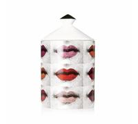 AlphaDesignLuxe Decorative Candle Holder Handcrafted Aromatherapy Candle Jar Italian Designer Décor Fashionable Tabletop Vase Modern Art Female Face Eyes Lips Centerpiece. (Six Color Lips)