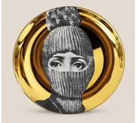 AlphaDesignLuxe Veiled Woman Decorative Wall Plate, 8 Inch Bone China with 24K Gold, Masquerade Portrait Art, Luxury Home Decor, Golden Veil