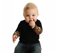 Alphahope Newborn Baby Boy's Tattoo Printed Long Sleeve Patchwork Casual Cute Romper Jumpsuit Autumn Body Pyjamas for 3-24 Months Children Black 18-24 mois