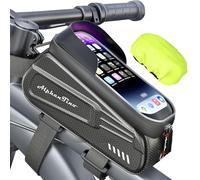 Alphantino Bike Phone Holder Bag,Large Capacity Bicycle Top Tube Handlebar Front Frame Pouch Cycling Hard Case Mount for Handfree GPS Riding, EVA Pressure-Resistant Bag, TPU Touch-Screen & Sun-Visor