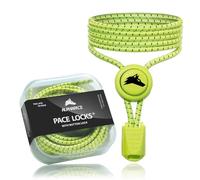 ALPHAPACE Pace Locks with Button Lock Elastic Shoelaces No Laces Slip-On Quick Release for Sports, Youth & Elderly, 120 cm, Neon yellow W/B stripes, One Size