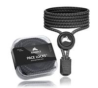 ALPHAPACE Pace Locks with Button Lock Elastic Shoelaces No Laces Slip-On Quick Release for Sports, Youth & Elderly, 120 cm, Black W/W stripes, One Size
