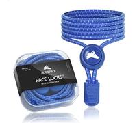 ALPHAPACE Pace Locks with Button Lock Elastic Shoelaces without Tying with Quick Release, Laces without Laces, Sports, Youth & Elderly, 120 cm, Royal Blue W/W Stripes, One Size