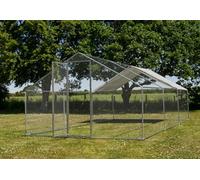 Alphapet Heavy Duty Walk In Chicken Run Coop - Galvanised Steel Cage with Superior SMALL GAP DOOR & Roof Cover - Suitable for Pets Hens Rabbit Dogs Ducks Chickens Poultry (3m x 14m)