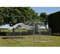 Alphapet Heavy Duty Walk In Chicken Run Coop - Galvanised Steel Cage with Superior SMALL GAP DOOR & Roof Cover - Suitable for Pets Hens Rabbit Dogs Ducks Chickens Poultry (3m x 10m)