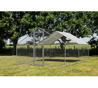 Alphapet Heavy Duty Walk In Chicken Run Coop - Galvanised Steel Cage with Superior SMALL GAP DOOR & Roof Cover - Suitable for Pets Hens Rabbit Dogs Ducks Chickens Poultry (3m x 4m)