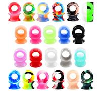 Alphapierce 22Pairs Soft Silicone Ear Gauges Plugs Double Flared Tunnels Flexible Ear Piercing Stretchers Colorful Set 2g-5/8, 0g(8mm), Silicone