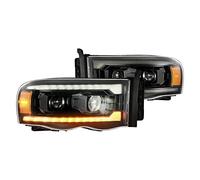AlphaRex 02-05 Dodge Ram 1500 LUXX LED Proj Headlights Alpha Black w/Activ Light/Seq Signal
