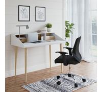Alphason Dorel Home Yeovil Office Desk With Shelves & Drawers In White/oak