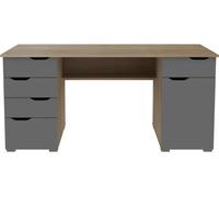 Alphason Kentucky Light Oak Effect Desk with Grey Gloss Drawer Fronts