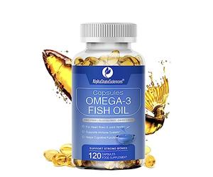 AlphaStateSciences Premium Omega 3 Fish Oil Max Strength 3600mg Boost Heart Health, Brain Function, and Joint Mobility High EPA 1296mg & DHA 864mg Essential Fatty Acids for Optimal Wellness