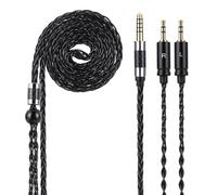 Alphatec 4.4mm Balanced to Dual 2.5mm Audiophile Cable, 8-Core OCC Silver-Plated cable, Compatible with Hifiman HE400S, HE-400i (2.5mm Plug Version) HE560, HE-350 Headphone, HiFi Upgrade,4.3ft, Black