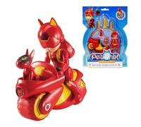 AlphaToys Petronix Defenders EU820010 Matt Action Figure & Pet Pup-E, Approx. 8 cm Toy Figure with Animal Companion for Children, Includes Pet Mobile and Backpack, Red