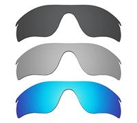 Alphax 3 Pair Polarized Replacement Lenses for Oakley RadarLock Path OO9181 - Black+Titanium+Blue