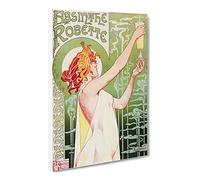 Alphonse Mucha Absinthe Robette Classic Painting Canvas Wall Art Print Ready to Hang, Framed Picture for Living Room Bedroom Home Office Décor, 20x14 Inch (50x35 cm)