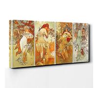 Alphonse Mucha Artworks Canvas Wall Art Print 40x20 Inch | Ready to Hang, Gallery Wrapped, Fade-Resistant Inks, Securely Packaged, UK Made
