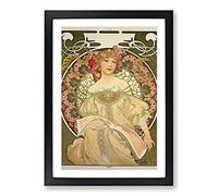 Alphonse Mucha Champagne Framed Print | A2 Oak Framed Wall Art | Ready to Hang | Modern Nature Picture | Living Room Bedroom Lounge Office