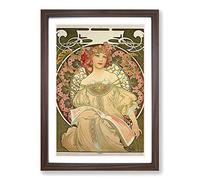 Alphonse Mucha Champagne Framed Print | A2 Walnut Framed Wall Art | Ready to Hang | Modern Nature Picture | Living Room Bedroom Lounge Office