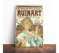 Alphonse Mucha Champagne Ruinart Canvas Print | Gallery Wrapped 30mm Frame Wall Art | 30x20 inches | Ready to Hang | Modern Picture | Living Room Bedroom Lounge Office