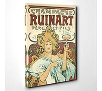 Alphonse Mucha Champagne Ruinart Canvas Print | Gallery Wrapped 30mm Frame Wall Art | 30x20 inches | Ready to Hang | Modern Picture | Living Room Bedroom Lounge Office